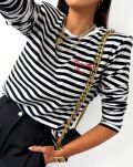 LA MILLA BLUZKA BASIC W PASKI PARIS BIEL/CZERŃ - 3