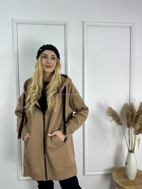 BY O LA LA! DRESOWA BLUZA ZIP OLL BEŻ