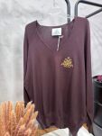 ROYAL CLUB SWETER V-NECK Z LOGIEM BRĄZ (MAROON) - 3