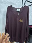 ROYAL CLUB SWETER V-NECK Z LOGIEM BRĄZ (MAROON) - 3