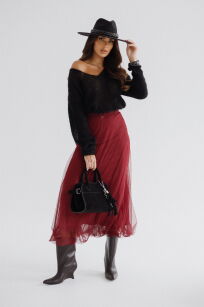 BY O LA LA! SPÓDNICA MAXI SIATECZKA MERLOT (BORDO)