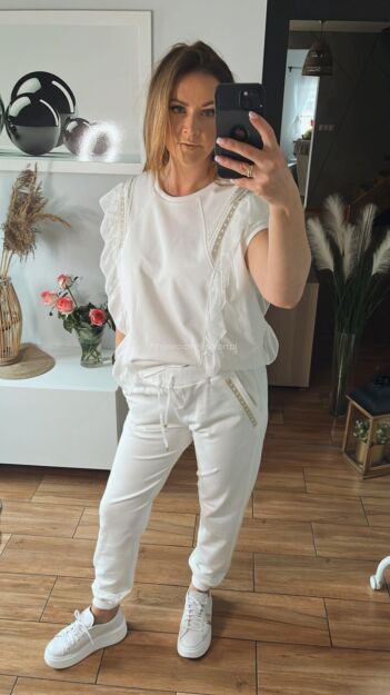 BY O LA LA...! DRES KOMPLET CYRKONIE ŚMIETANA