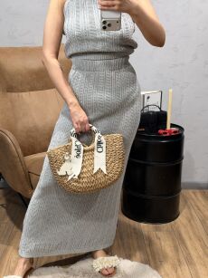 LADY DRAMA ŻAKARDOWA SPÓDNICA MAXI Z BAWEŁNY REGENEROWANEJ SZARA