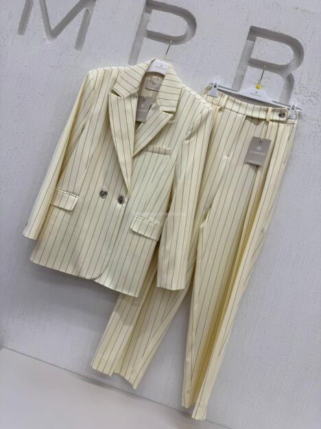 SEMPRE KOMPLET GARNITUR W PASY PASTELOWY ŻÓŁTY