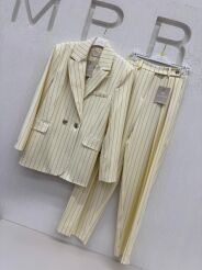 SEMPRE KOMPLET GARNITUR AMELIA W PASY PASTELOWY ŻÓŁTY