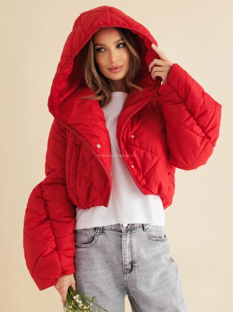 BY O LA LA! PIKOWANA KURTKA RĘKAW BUFKA CZEWRONA (RED KISS)