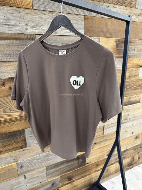 BY O LA LA! BLUZKA T-SHIRT SERDUSZKO OLL KAKAO