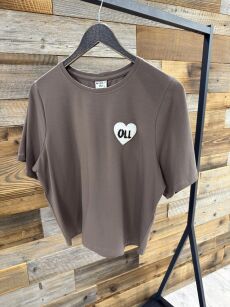 BY O LA LA! BLUZKA T-SHIRT SERDUSZKO OLL KAKAO