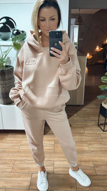 BY O LA LA! WYBIJANA BLUZA DRESOWA SORBET BRZOSKWINIOWY