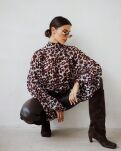 BY O LA LA! BLUZKA KOSZULA W CĘTKI CHOCOMUS (CZEKOLADA)/BEŻ/MERLOT - 2