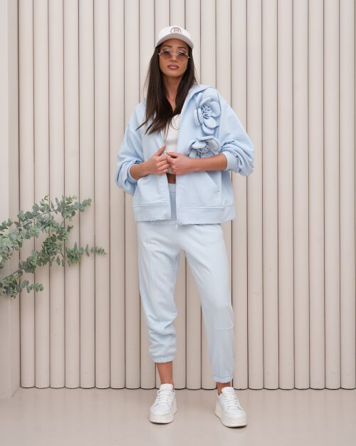 BY O LA LA! BLUZA KURTKA Z ODPINANYMI KWIATAMI BABY BLUE