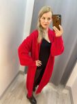 BY O LA LA...! SWETER KARDIGAN Z WARKOCZEM CZERWONY - 4