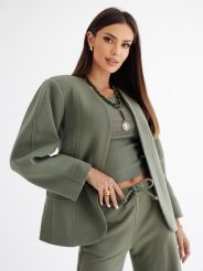 BY O LA LA...! MARYNARKA Z BALONOWYMI RĘKAWAMI MATCHA (KHAKI)