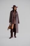 BY O LA LA! DŁUGI PŁASZCZ Z ECO SKÓRY CZEKOLADA - 2