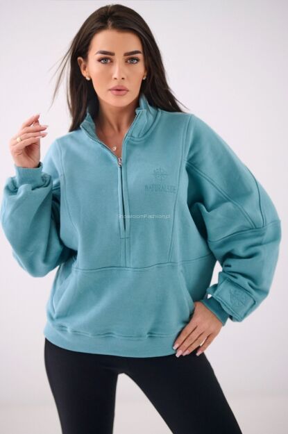 NATURAL SIDE BLUZA ZE STÓJKĄ I SUWAKIEM MORSKA