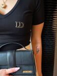 LADY DRAMA T-SHIRT V-NECK Z LOGIEM CZARNY - 4