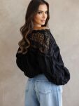 BY O LA LA...! BLUZKA Z OZDOBNĄ KORONKĄ CZARNA - 4