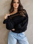 BY O LA LA...! BLUZKA Z OZDOBNĄ KORONKĄ CZARNA - 2