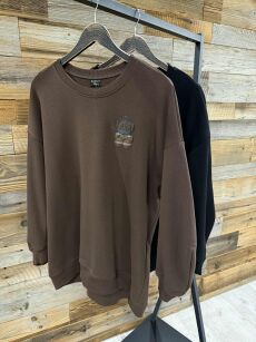 BY O LA LA! OVERSIZOWA BLUZA MIŚ W KRATĘ CZARNA