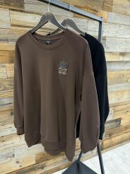 BY O LA LA! OVERSIZOWA BLUZA MIŚ W KRATĘ CZARNA