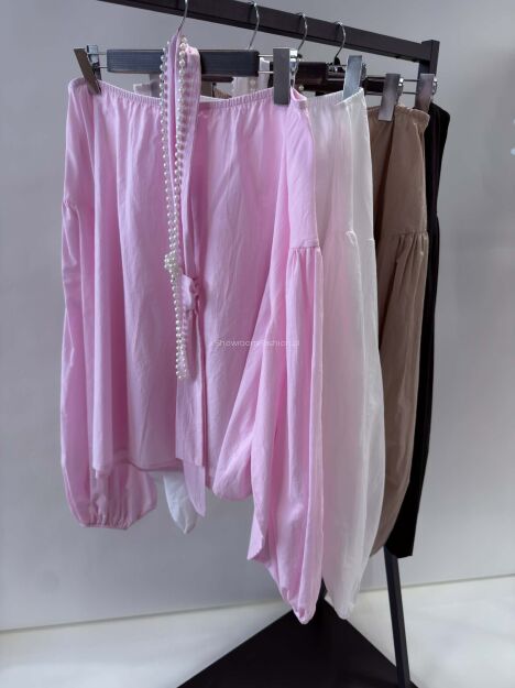 BY O LA LA...! BLUZKA BOHO Z KRAWATKĄ I NASZYJNIKIEM CZARNA