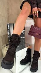 LA MILLA BUTY BOTKI WORKERY Z RÓŻĄ CZEKOLADA