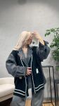 DŁUGA KURTKA HYBRYDOWA DENIM KNIT CZERŃ/NIEBIESKA - 2