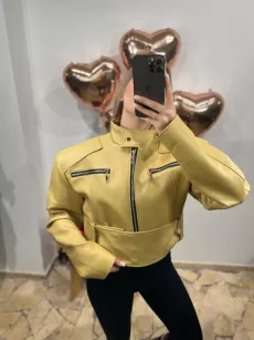 LA MILLA KURTKA RAMONESKA Z GRUBYM PASKIEM AIDA ŻÓŁTA