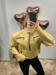 LA MILLA KURTKA RAMONESKA Z GRUBYM PASKIEM AIDA ŻÓŁTA