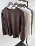 BY O LA LA...! BLUZKA BASIC Z MANKIETAMI COMFORT BRĄZ (ESPRESSO) - 4