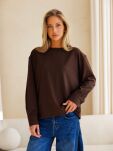 BY O LA LA...! BLUZKA BASIC Z MANKIETAMI COMFORT BRĄZ (ESPRESSO) - 2