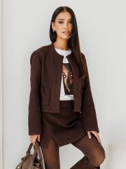 BY O LA LA...! KOMPLET MARYNARKA + SPÓDNICA A'LA CHANEL CZEKOLADA (CHOCOMUS)