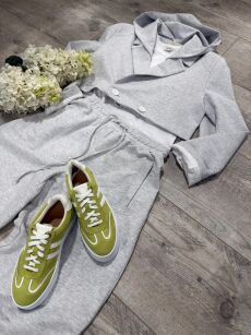 BY O LA LA! KRÓTKA MARYNARKA Z KAPTUREM SZARA (GREY MELANGE)