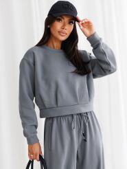 BY O LA LA!  BLUZA Z MARSZCZENIEM Z TYŁU SZARA