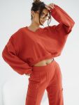BY O LA LA...! KOMPLET DRESOWY BLUZA V-NECK + SPODNIE TERRACOTTA (RUDY) - 2