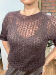 KRÓTKI SWETER AŻUROWY TAMMY BRĄZ - 2