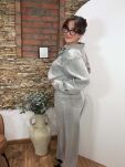 JEANSOWY KOMPLET KOSZULA + SPODNIE WIDE LEG SZARY - 5