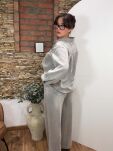 JEANSOWY KOMPLET KOSZULA + SPODNIE WIDE LEG SZARY - 6