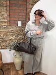 JEANSOWY KOMPLET KOSZULA + SPODNIE WIDE LEG SZARY - 2