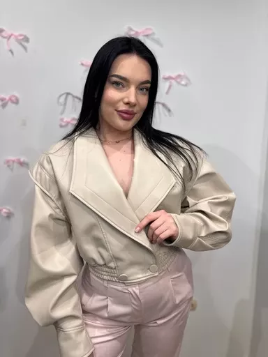 EMO KURTKA ECO SKÓRA ZAPINANA NA GUZIKI BEŻ