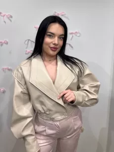 EMO KURTKA ECO SKÓRA ZAPINANA NA GUZIKI BEŻ