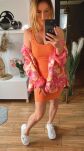 BY O LA LA! PRĄŻKOWANA SUKIENKA BASIC POMARAŃCZOWA - 3
