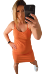 BY O LA LA! PRĄŻKOWANA SUKIENKA BASIC POMARAŃCZOWA - 6