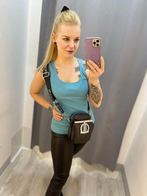 BY O LA LA...! BLUZKA TOP LOGO AQUA