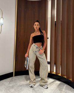 LA MILLA SPODNIE JEANSY PRZESZYCIE BRUDNY JEANS