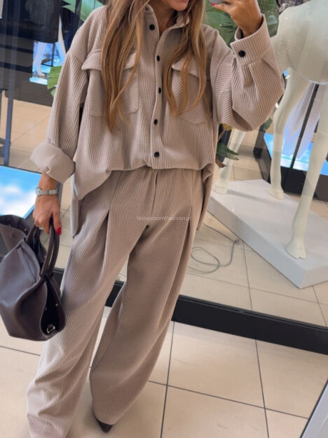 EMO SPODNIE WIDE LEG SZTRUKSOWE BEŻ