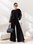 BY O LA LA!  BLUZA Z KORONKOWYMI RĘKAWAMI CZARNA - 2