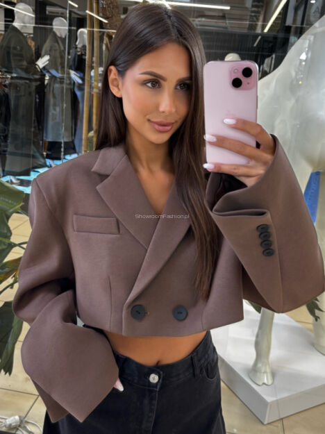 EMO KRÓTKA MARYNARKA OVERSIZE DENVER CZEKOLADA