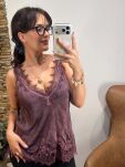 SATYNOWY TOP Z KORONKĄ PERLA WRZOSOWY - 4