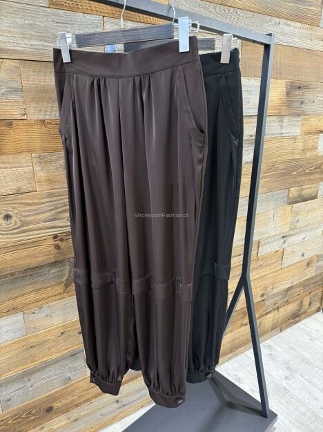 BY O LA LA...! SPODNIE SATYNOWE CZARNE